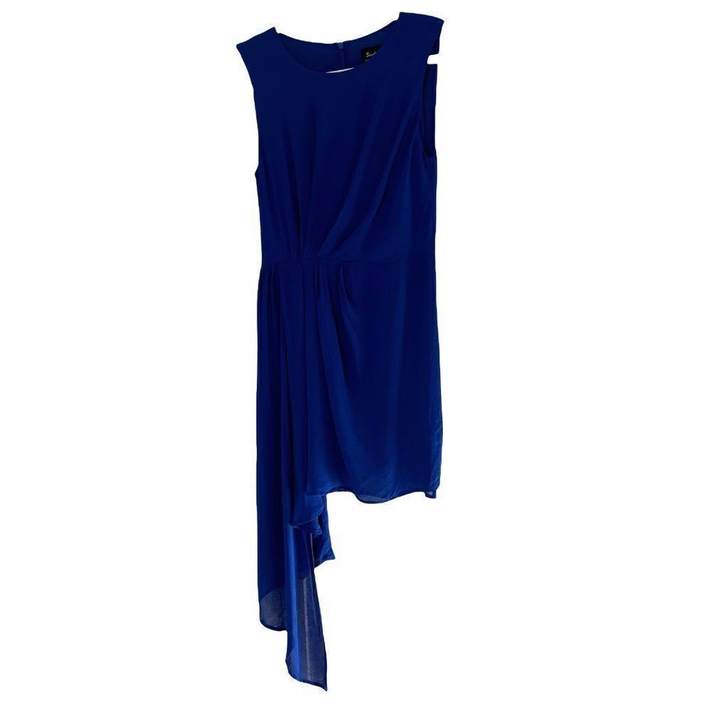 Bardot Viscose Dress 6 Small Blue Womens Sheath Asymmetrical Hem Sleeveless New